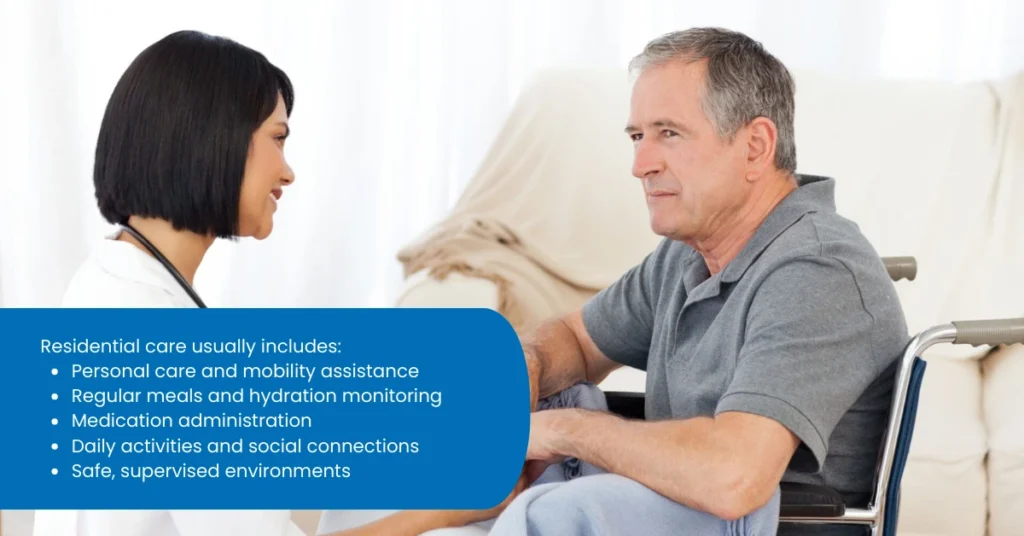 Care and Support available in residential care homes​

